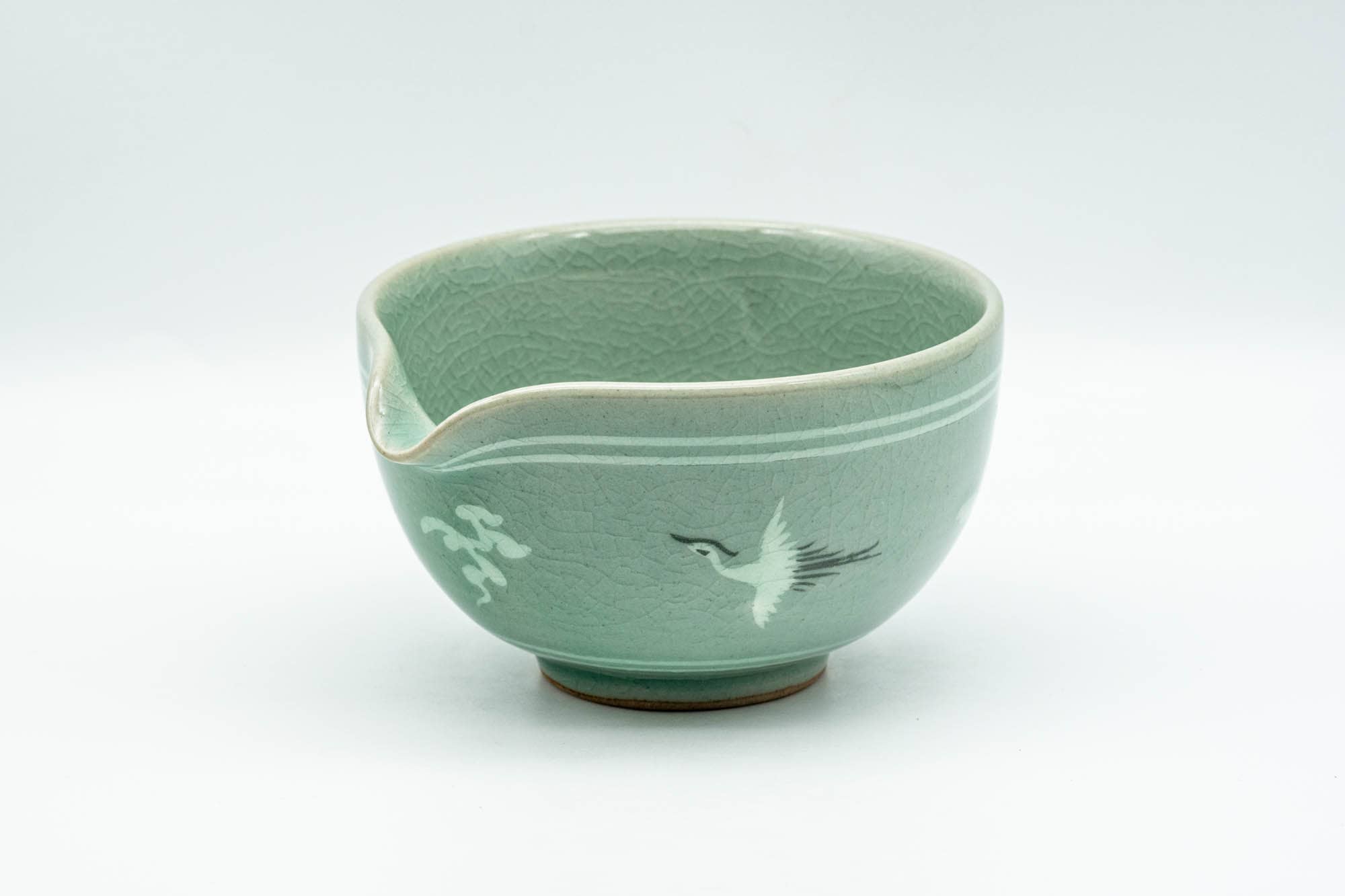 Korean Tea Set - Egret Green Celadon Katakuchi Water Cooler and 3 Guinomi Teacups