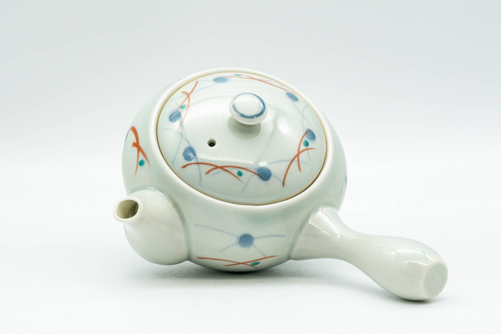 Japanese Kyusu - Geometric Polka-Dotted Arita-yaki Debeso Teapot - 130ml