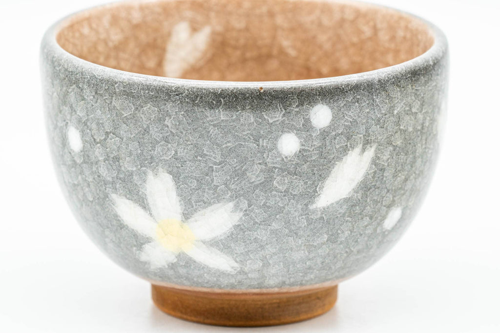 Japanese Teacup - Floral Grey Celadon Snowflake Glazed Yunomi - 150ml