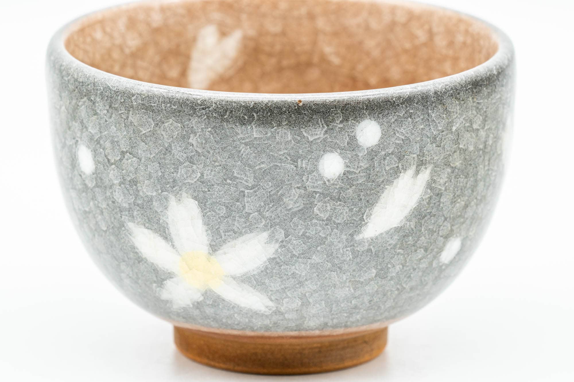 Japanese Teacup - Floral Grey Celadon Snowflake Glazed Yunomi - 150ml