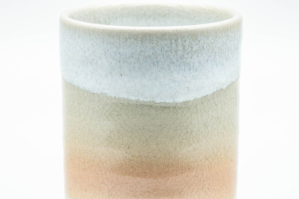 Japanese Teacup - Beige White Peach Tsutsu-gata Hagi-yaki Yunomi - 125ml