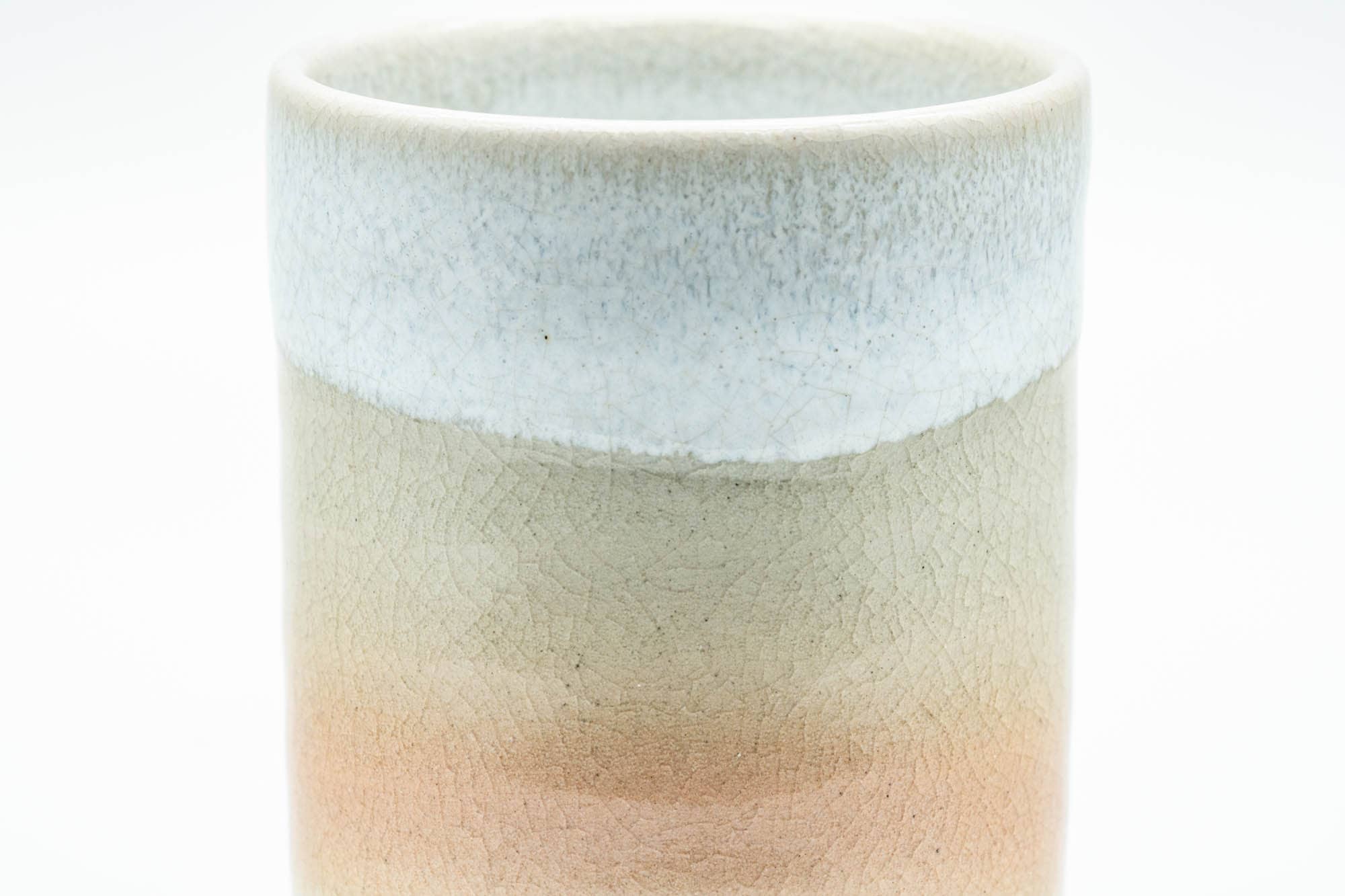 Japanese Teacup - Beige White Peach Tsutsu-gata Hagi-yaki Yunomi - 125ml