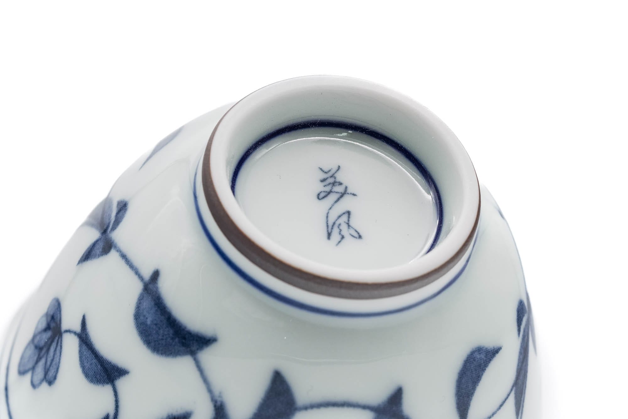 Blue Floral Arabesque Porcelain Teacup - 70ml