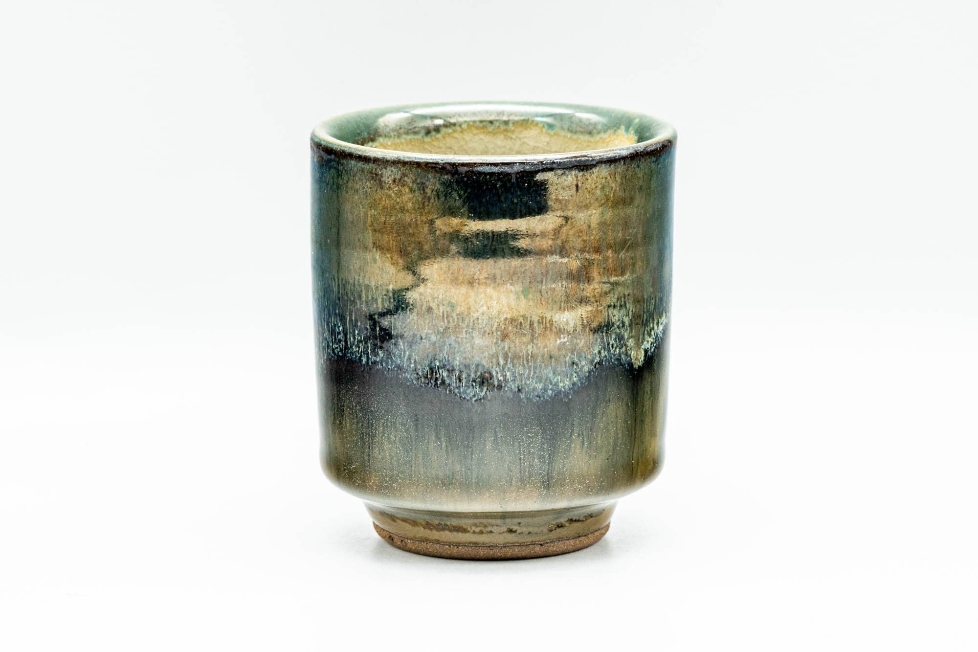 Japanese Teacup - Brown Green Drip-Glazed Yunomi - 130ml