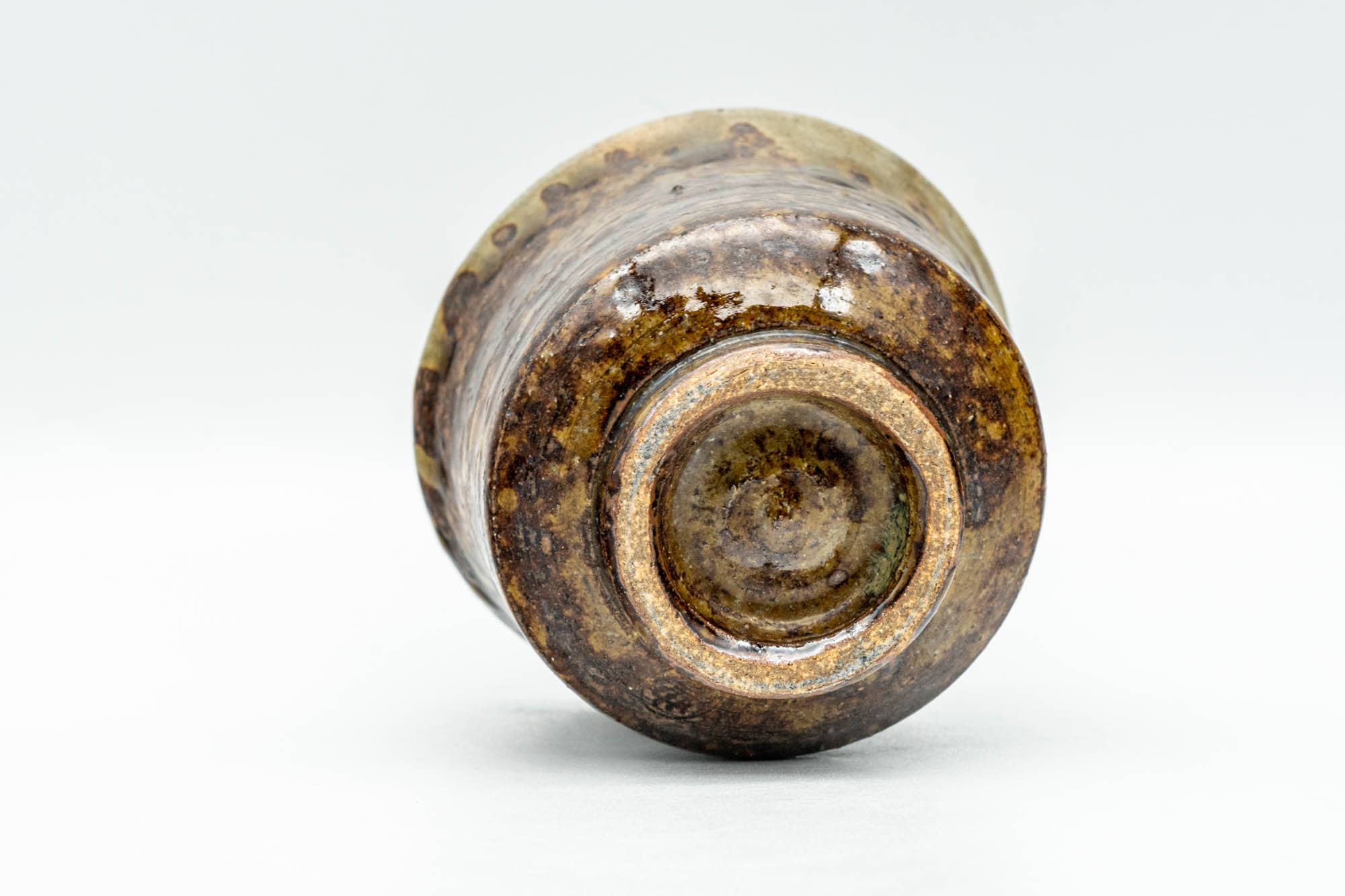 Japanese Teacup - Earthy Brown and Green Drip-Glazed Yunomi - 90ml