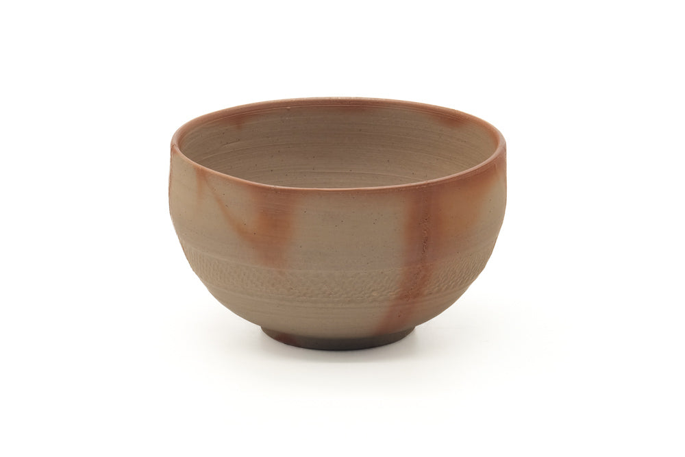 Japanese Matcha Bowl - Orange Hidasuki Rice Straw Bizen-yaki Chawan - 415ml