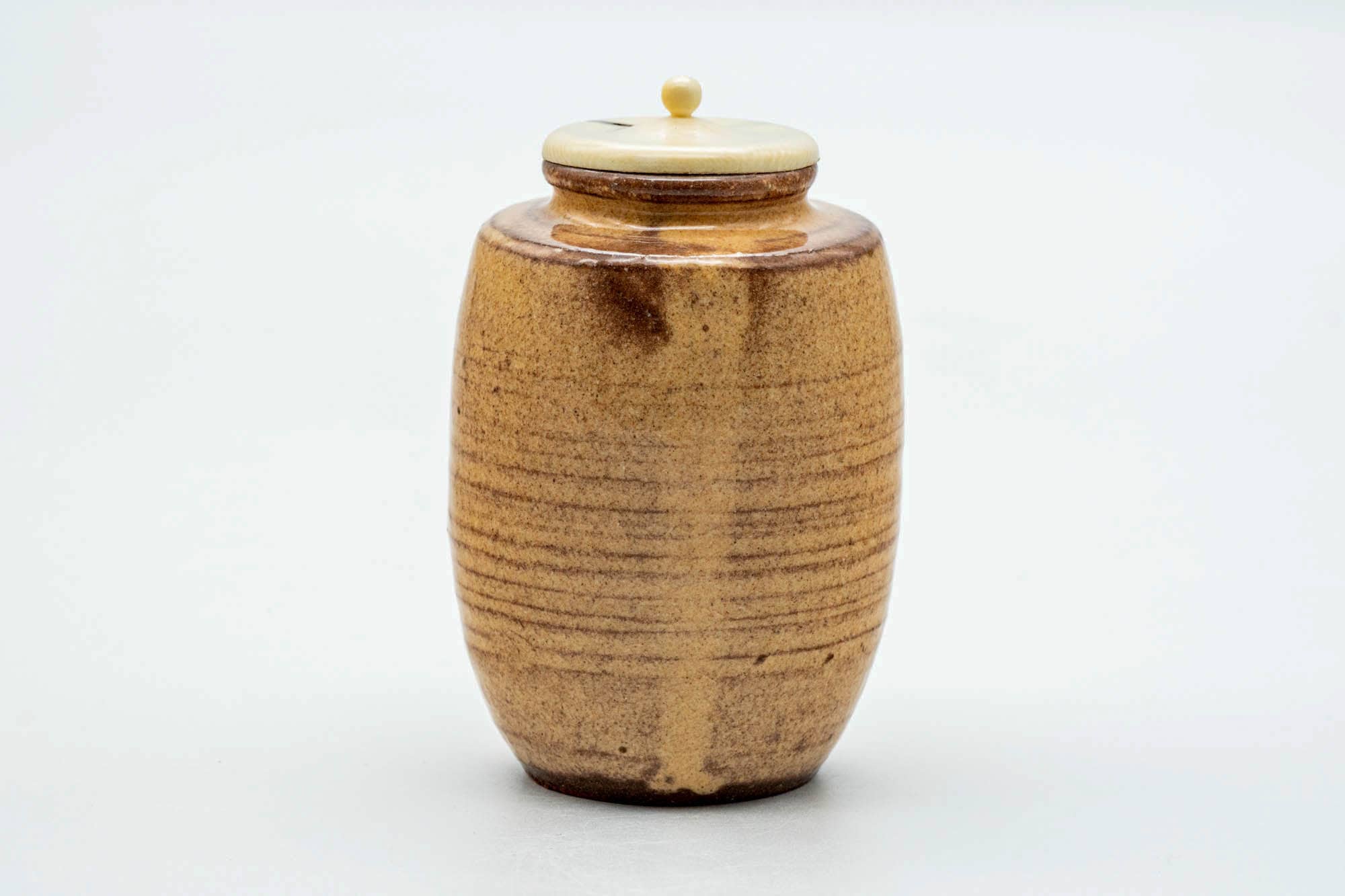 Japanese Chaire - 大野瑞峰 Mizumine Ōno - Beige Biwa-iro Loquat Glazed Hagi-yaki Tea Caddy
