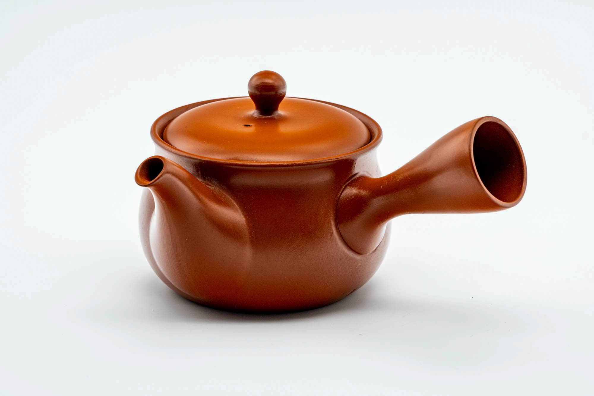 Japanese Kyusu - Round Red Shudei Tokoname-yaki Mesh Teapot - 350ml