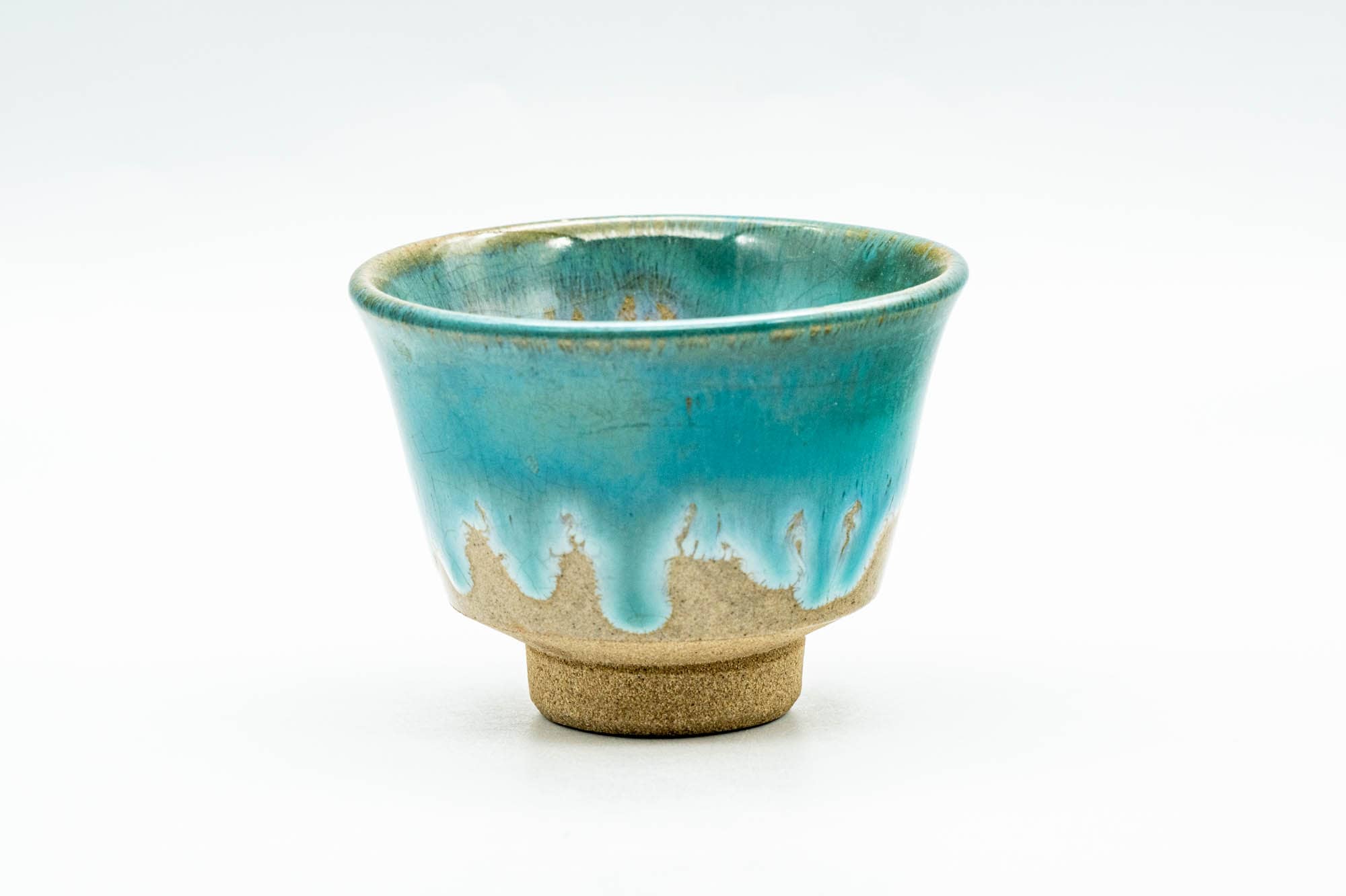 Japanese Teacup - Turquoise Drip-Glazed Agano-yaki Yunomi - 70ml