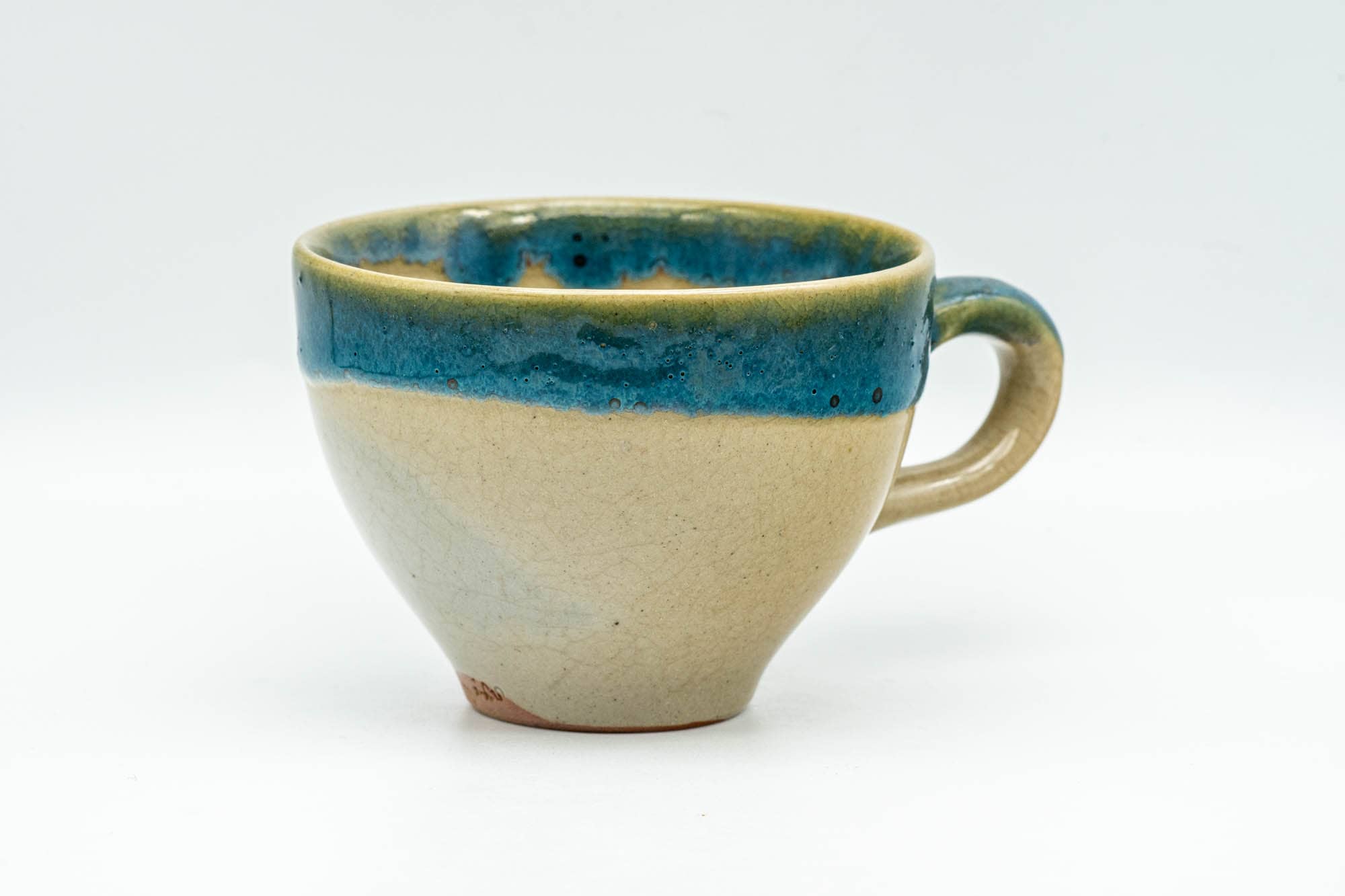 Japanese Teacup - Blue Drip-Glazed Agano-yaki Ushirode Yunomi - 140ml