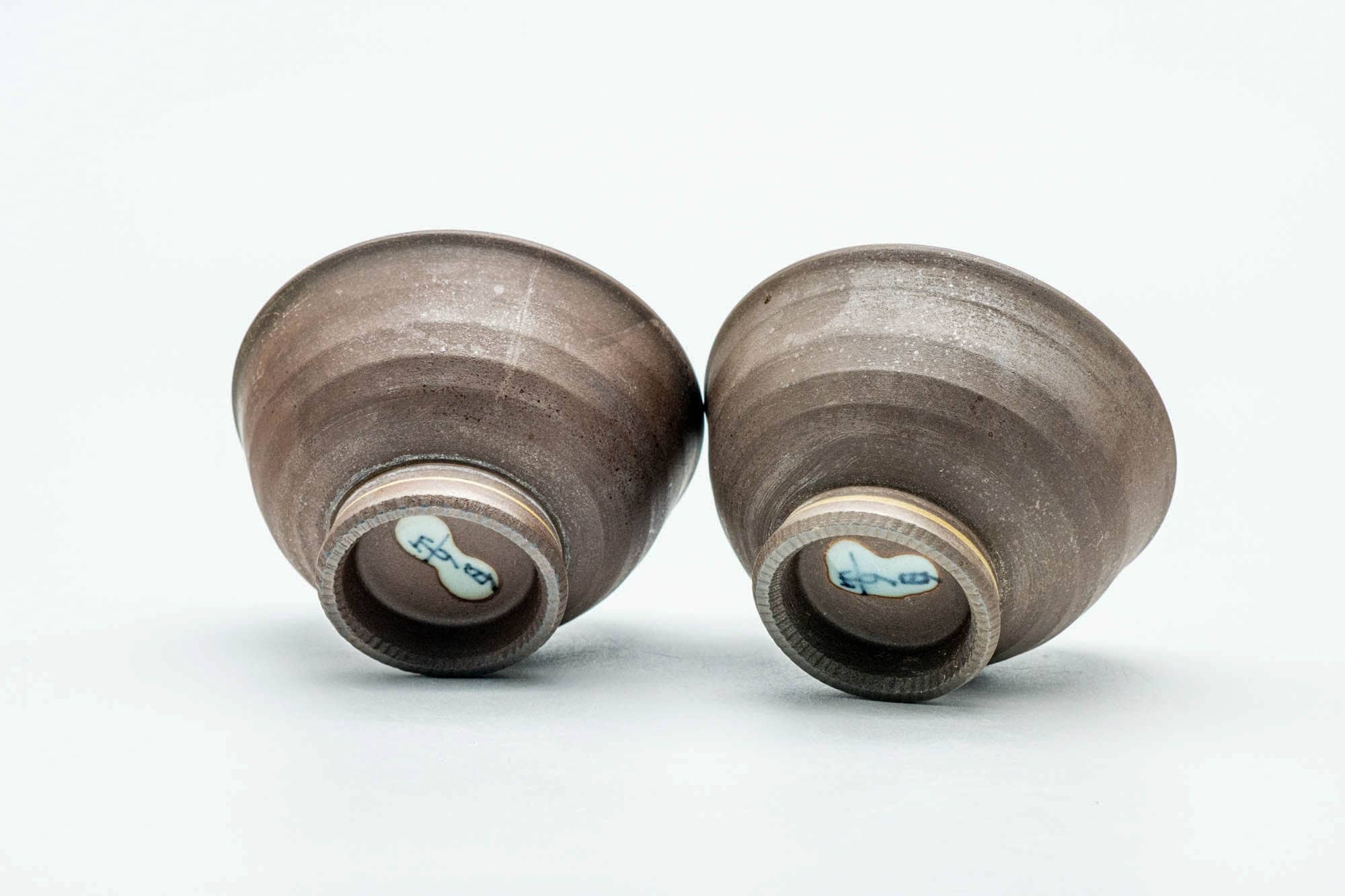 Japanese Teacups - Pair of Green Leaf Decorated Guinomi - 45ml