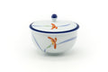Japanese Teacup - Blue Trim Floral Arita Lidded Yunomi - 170ml
