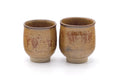 Japanese Teacups - Pair of Yellow Red Glazed Meoto Yunomi