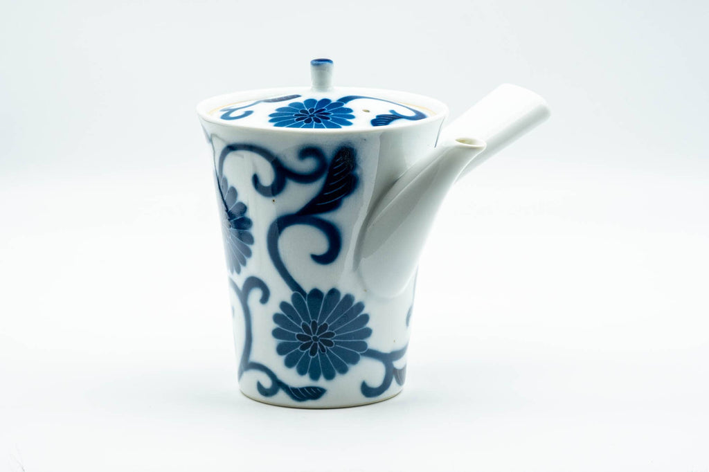 Japanese Kyusu - Blue Floral Arita-yaki Porcelain Debeso Teapot - 300ml