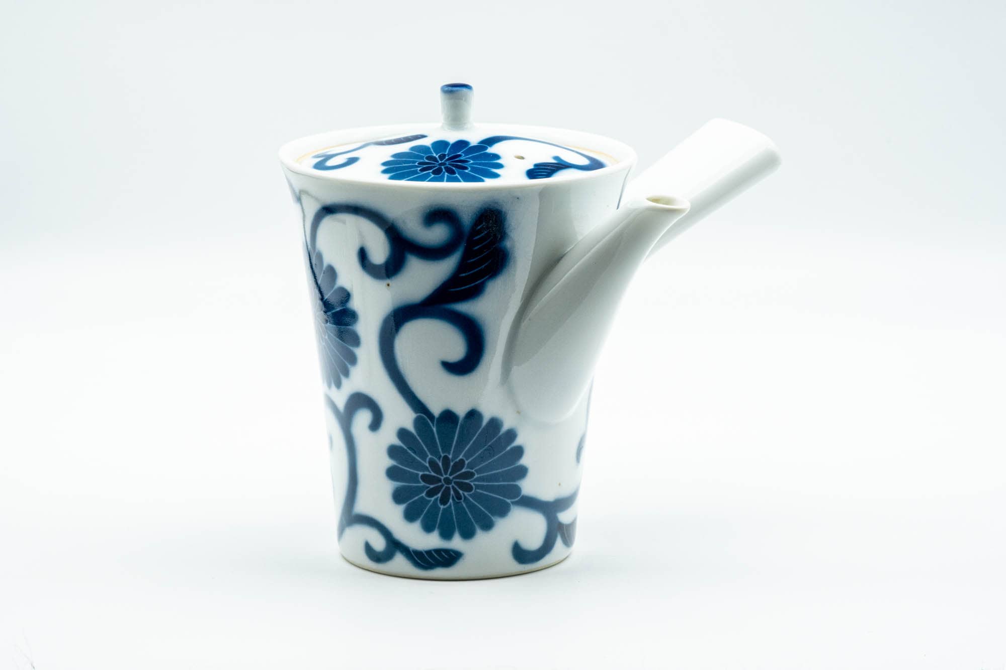Japanese Kyusu - Blue Floral Arita-yaki Porcelain Debeso Teapot - 300ml