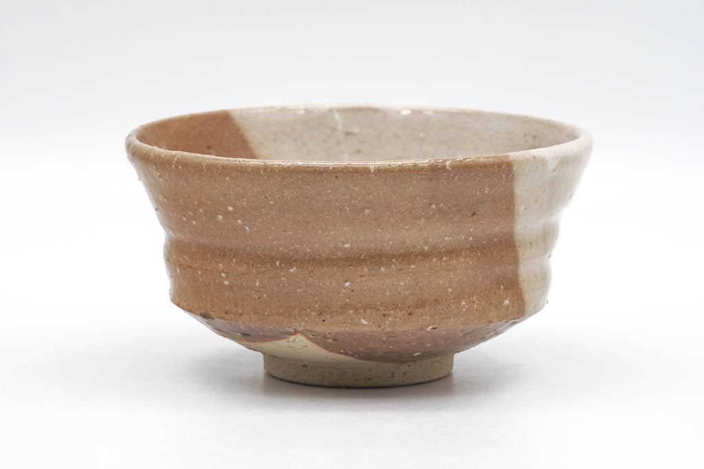 Japanese Matcha Bowl - Floral Beige White Glazed Chawan  - 300ml