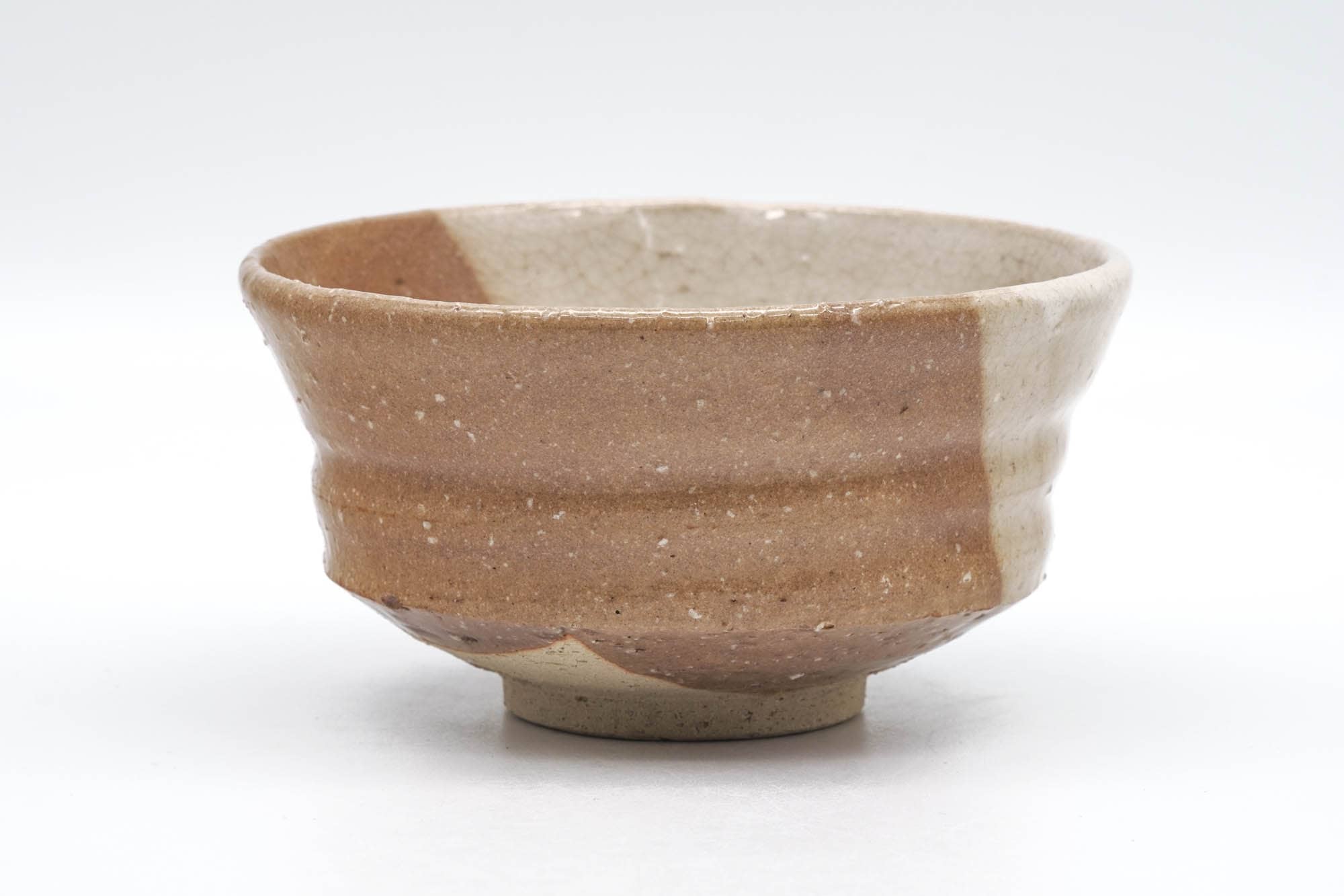 Japanese Matcha Bowl - Floral Beige White Glazed Chawan  - 300ml