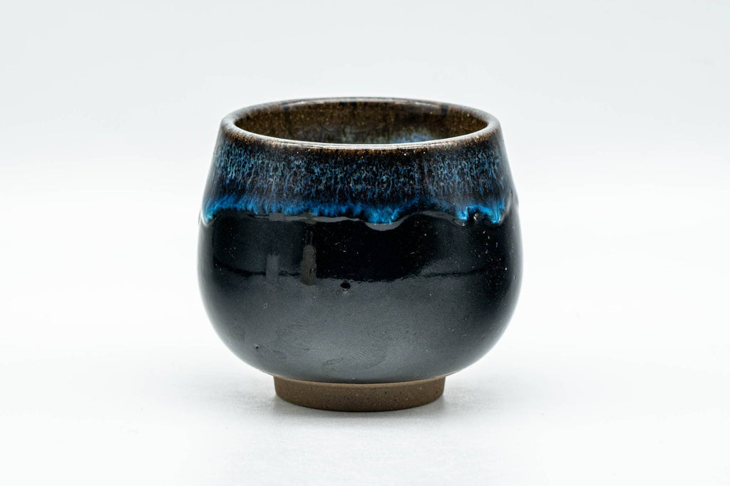 Japanese Teacup - Black and Blue Drip-Glazed Yunomi - 110ml
