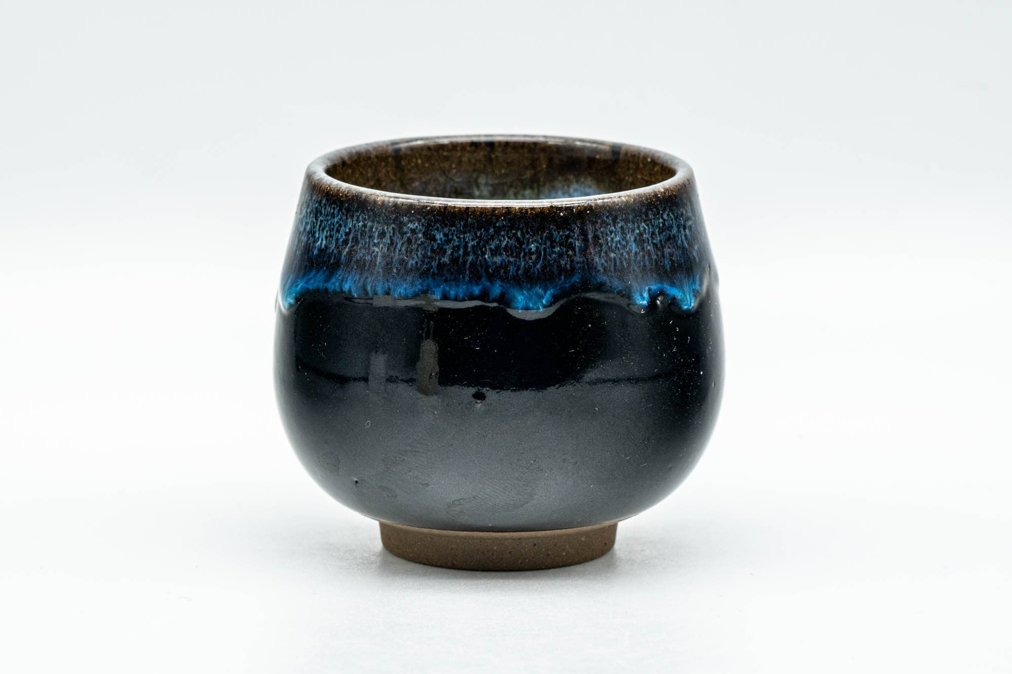 Japanese Teacup - Black and Blue Drip-Glazed Yunomi - 110ml