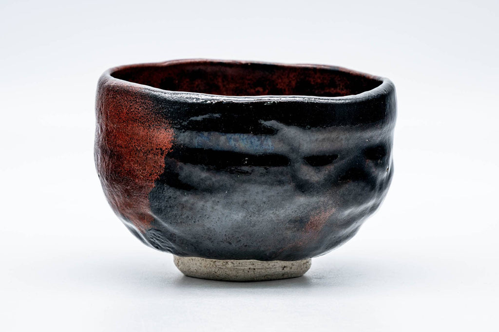 Japanese Matcha Bowl - Black Red Glazed Kuro-Raku Chawan - 300ml
