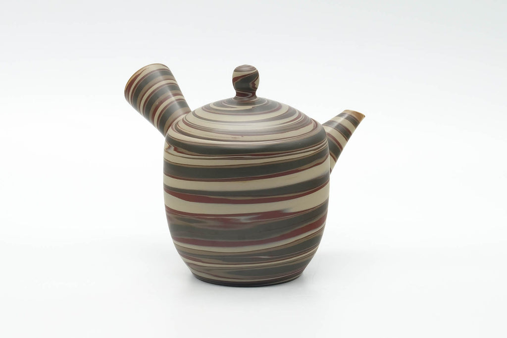 Japanese Kyusu - Green Red White Nerikomi Tokoname Teapot - 310ml