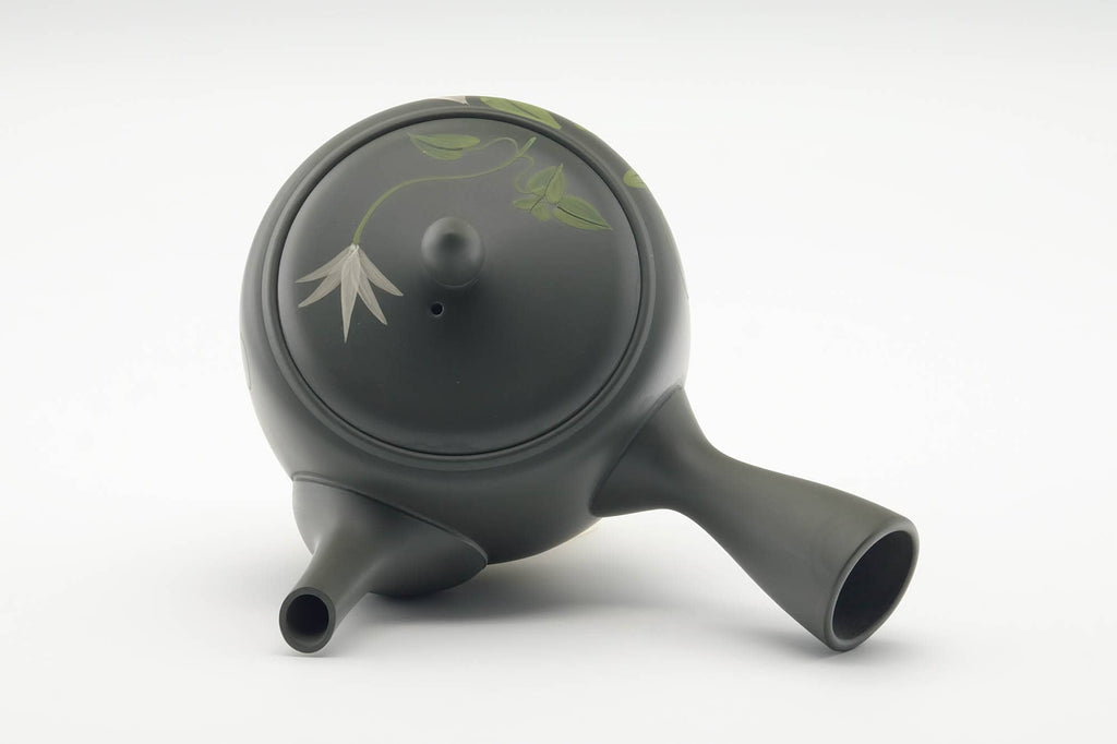 Japanese Kyusu - Floral Green Ryokudei Tokoname-yaki Mesh Teapot - 400ml