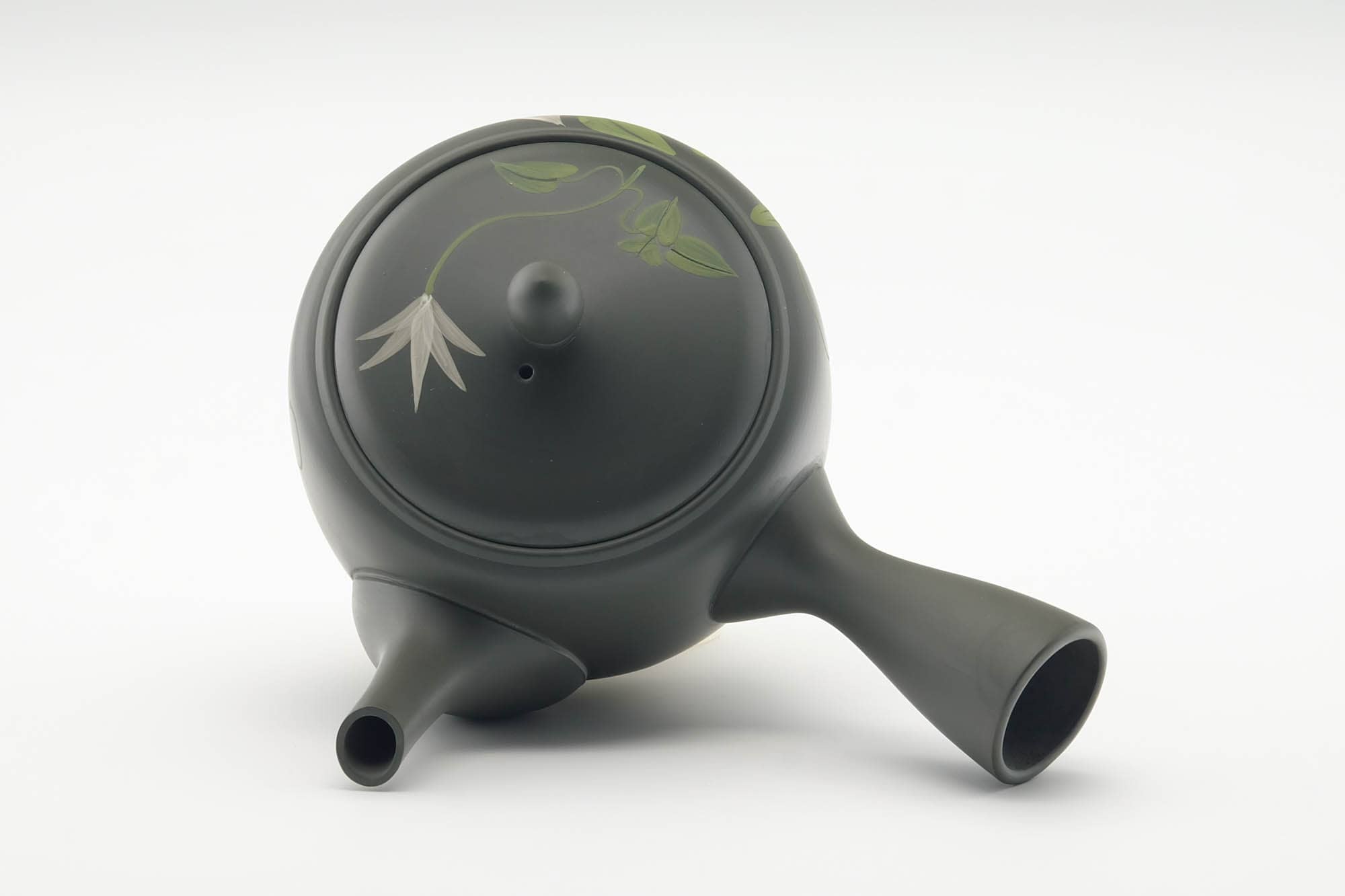 Japanese Kyusu - Floral Green Ryokudei Tokoname-yaki Mesh Teapot - 400ml