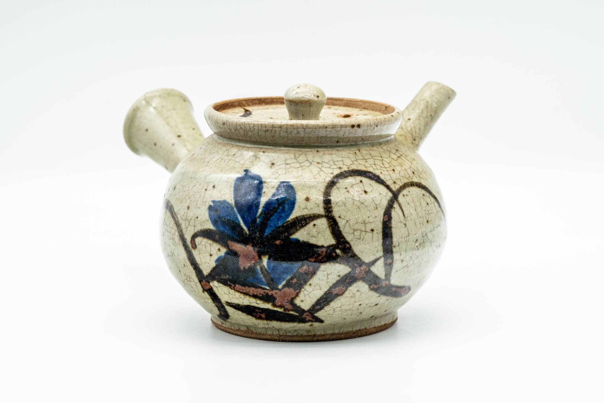 Japanese Kyusu - Blue Floral Karatsu-yaki Do-ake Teapot - 450ml