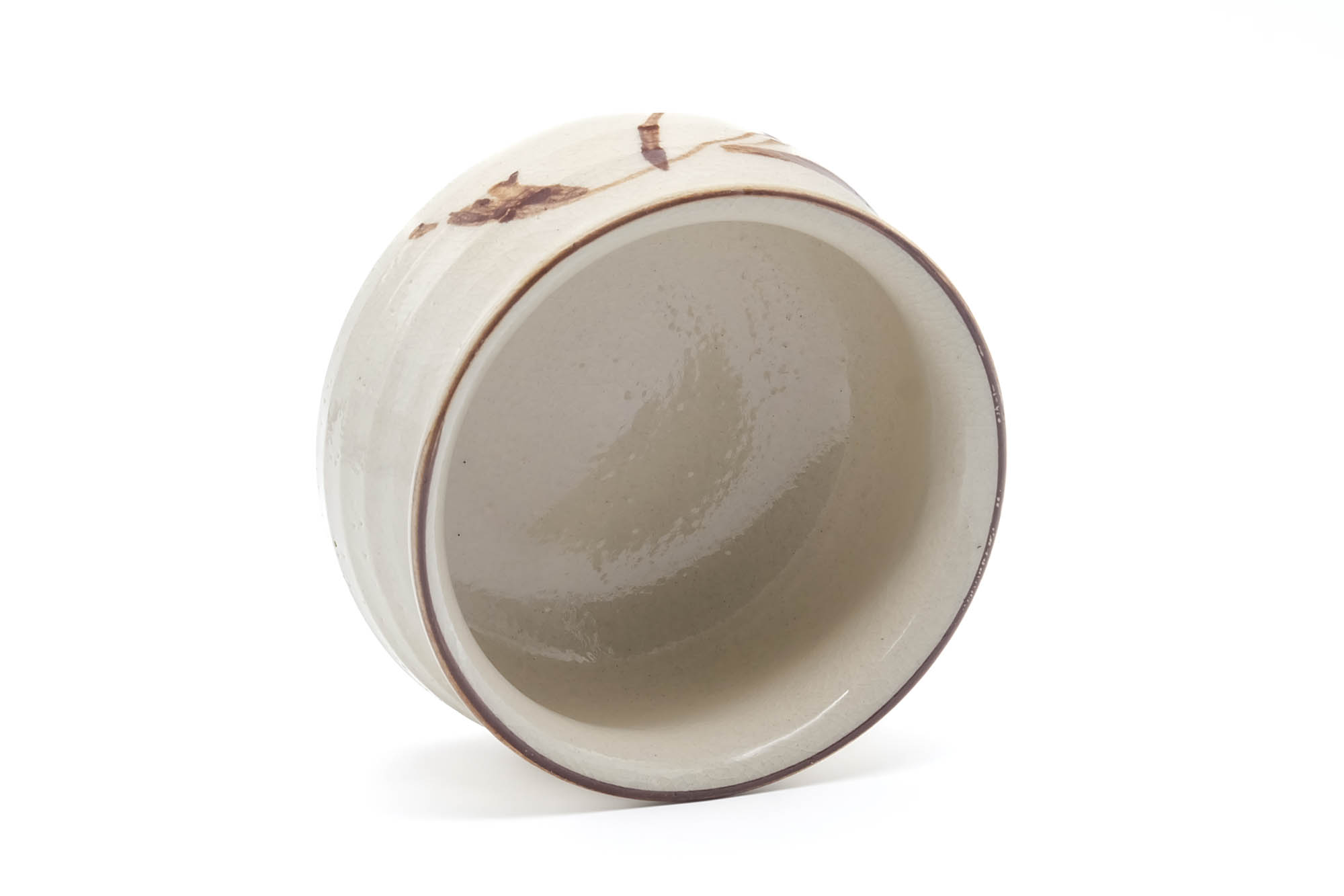Japanese Kensui - Beige Glazed Long Grass Water Bowl - 600ml
