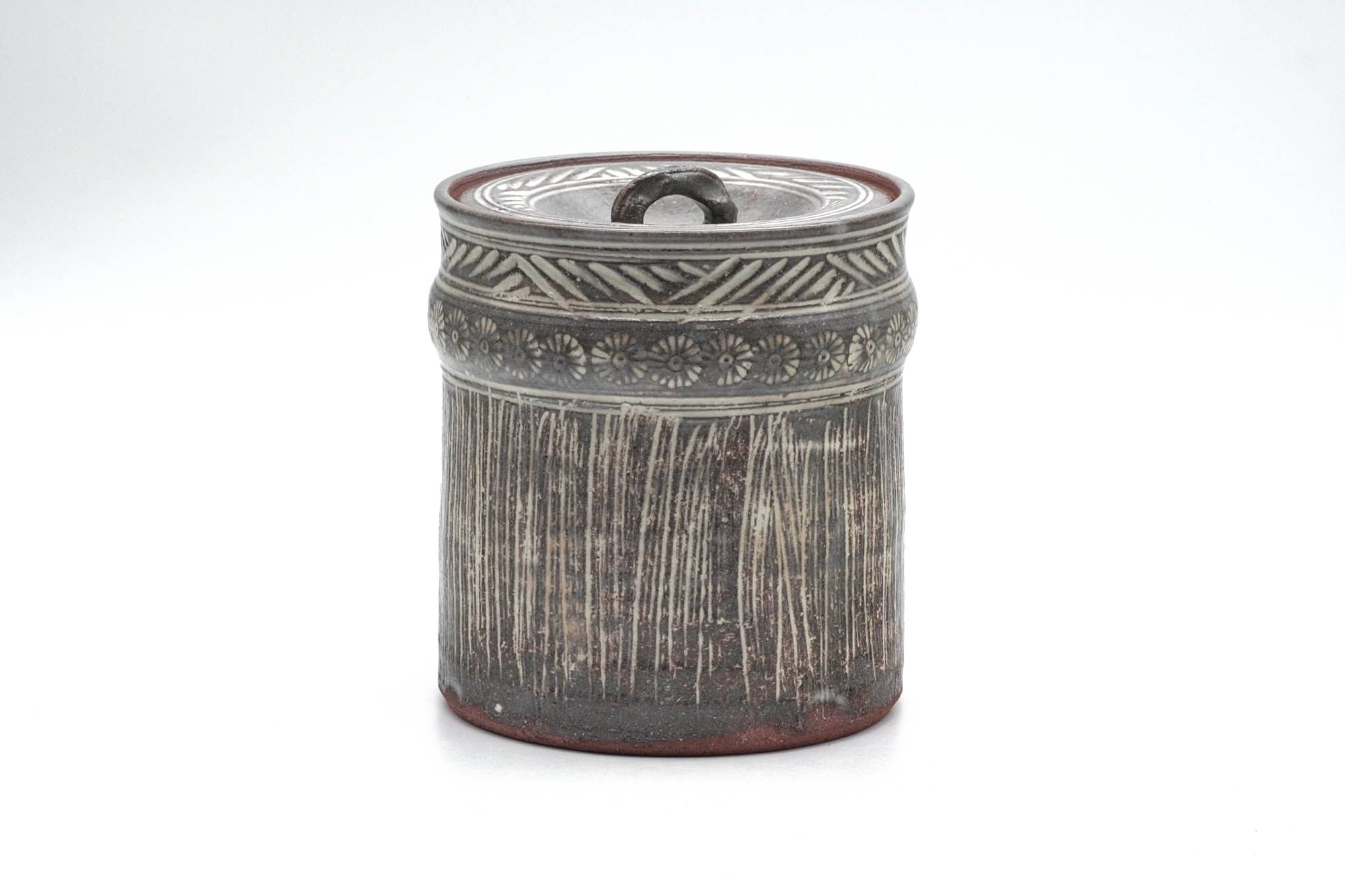 Japanese Mizusashi - Geometric Chrysanthemum Mishima Kiyomizu-yaki Water Container - 1000ml