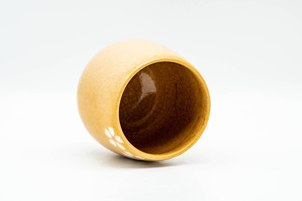 Japanese Teacup - Floral Yellow Celadon Glazed Yunomi - 170ml