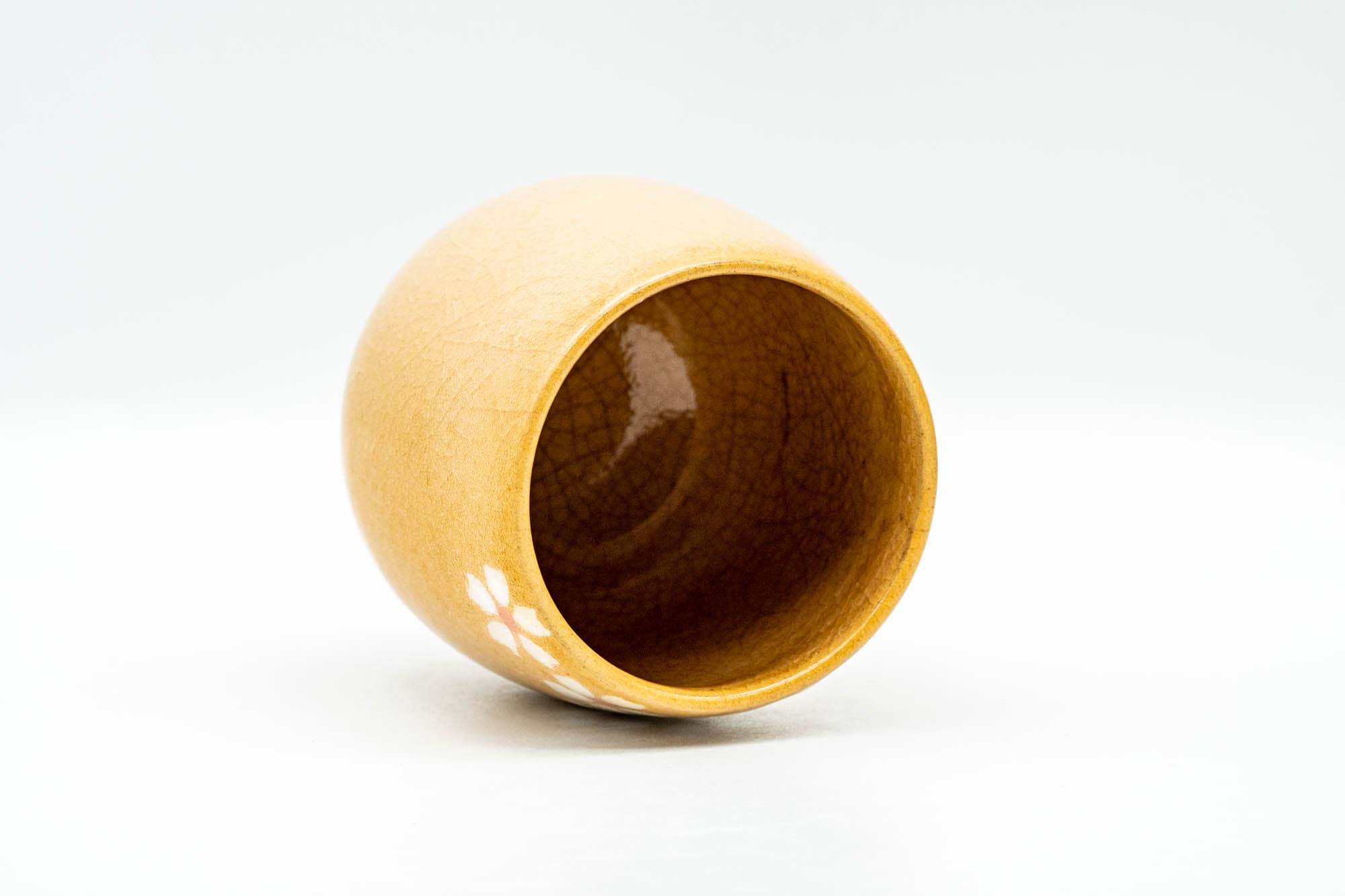 Japanese Teacup - Floral Yellow Celadon Glazed Yunomi - 170ml