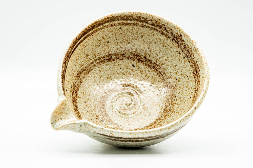 Japanese Katakuchi - Speckled Beige Brown Hakeme Matcha Pouring Bowl - 300ml