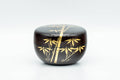 Japanese Natsume - Black Lacquer Golden Bamboo Matcha Tea Caddy - 50ml