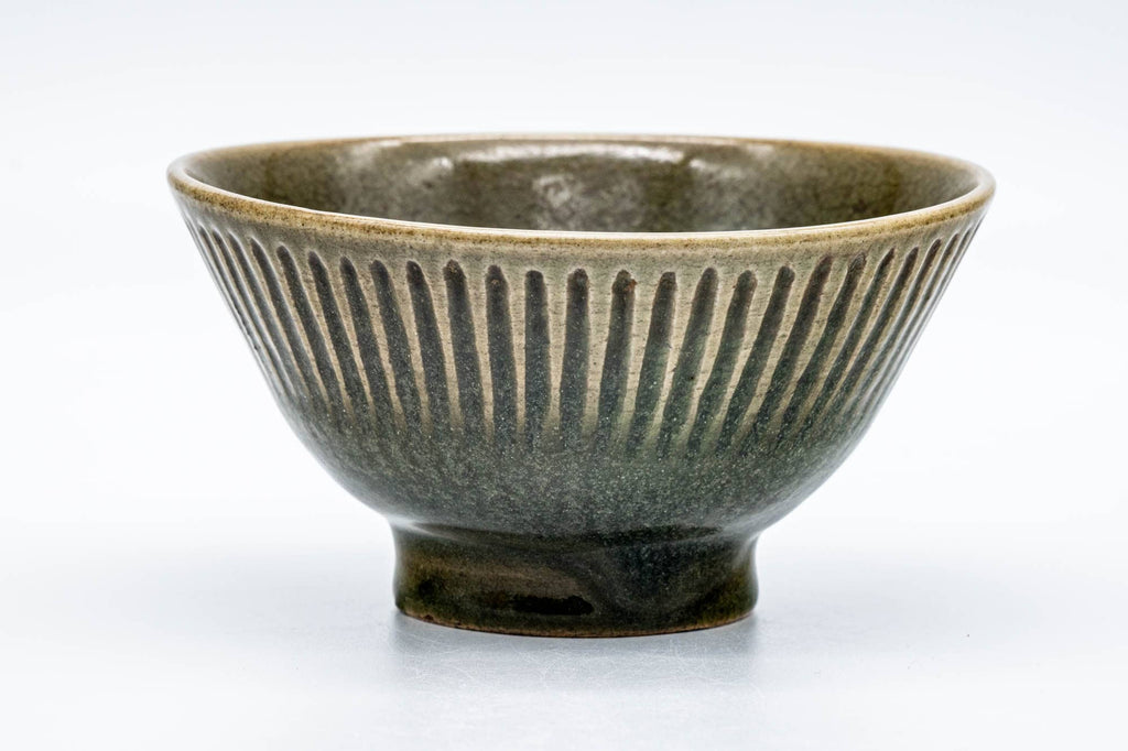 Japanese Matcha Bowl - Striped Green Celadon Chawan - 250ml