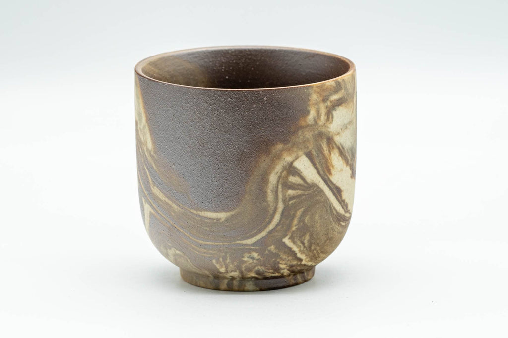 Japanese Teacup - Beige Brown Marbled Yunomi - 110ml
