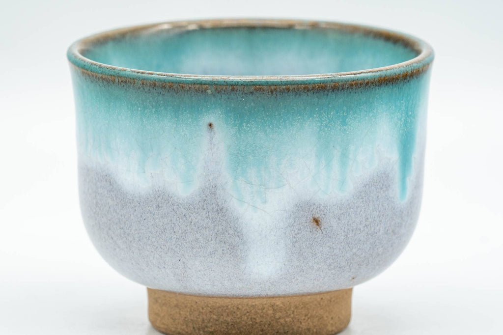 Japanese Teacup - Turquoise Drip-Glazed Agano-yaki Yunomi - 100ml