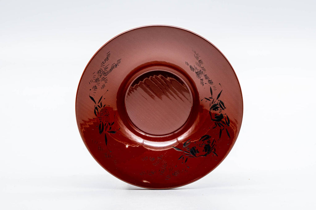 Japanese Chataku - Set of 10 Crab Red Lacquered Tea Saucers