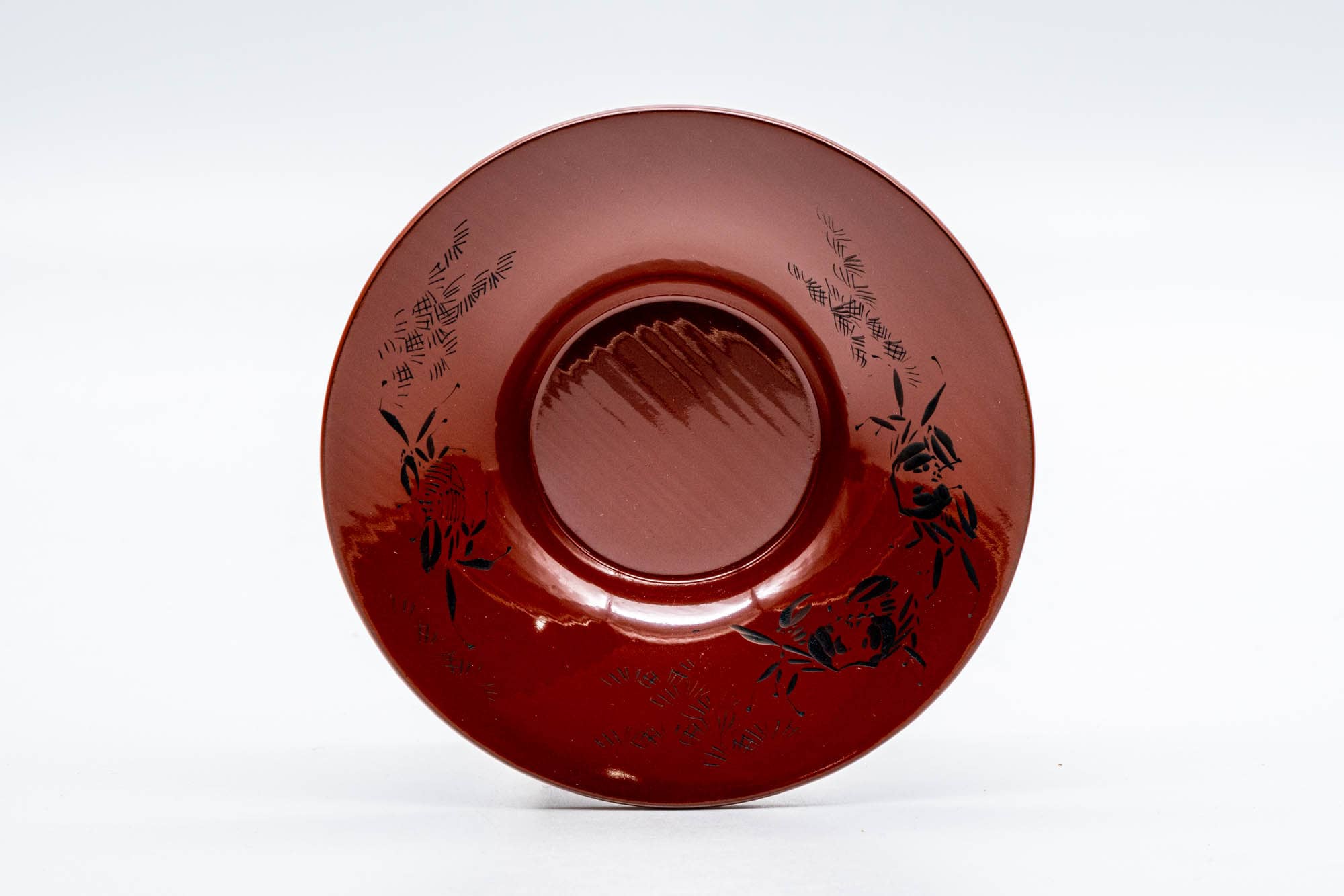 Japanese Chataku - Set of 10 Crab Red Lacquered Tea Saucers