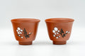 Japanese Teacup - Pair of Ume Red Shudei Tokoname-yaki Guinomi - 60ml
