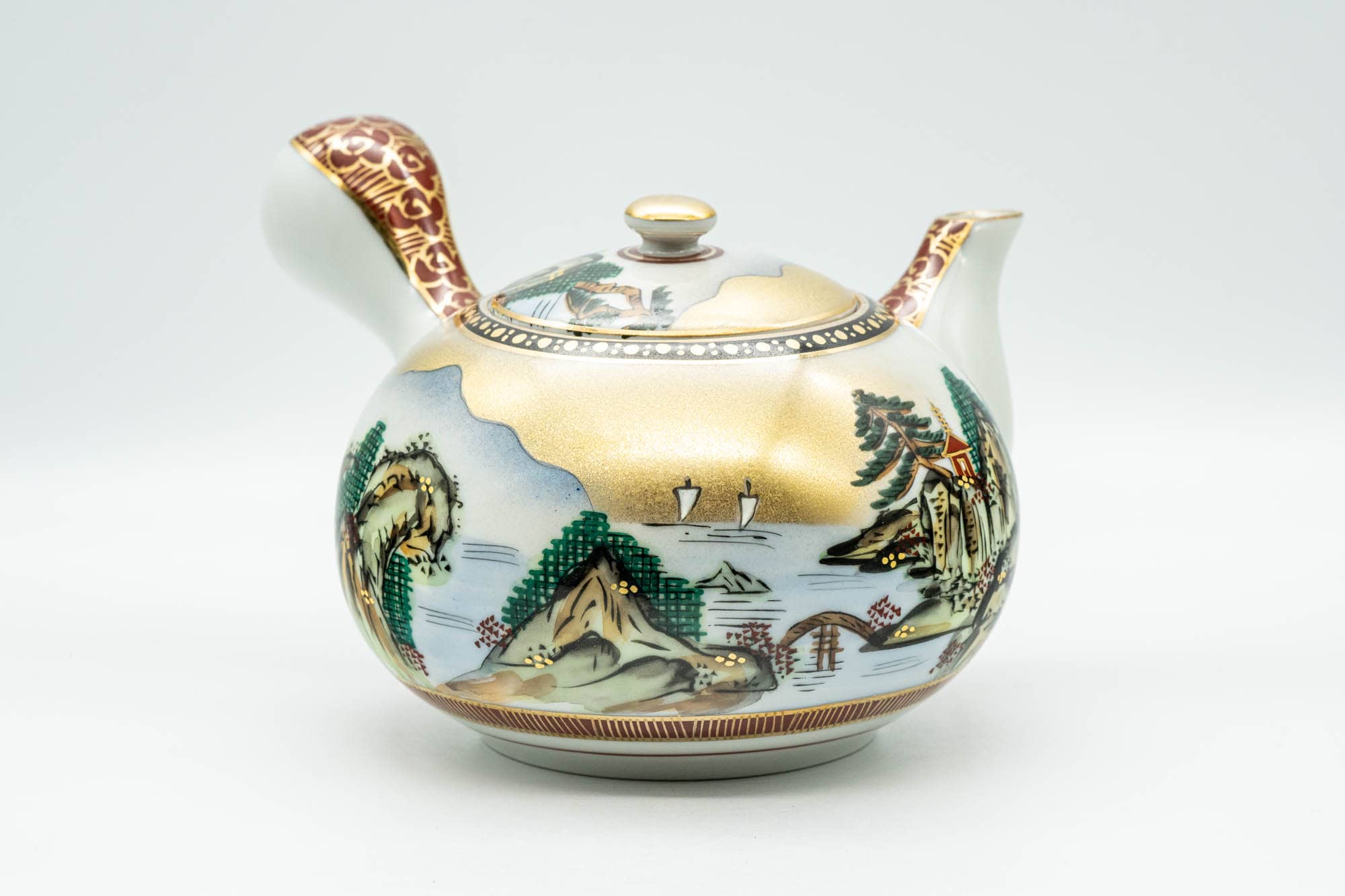 Japanese Kyusu - Golden Mountainous Village Kutani-yaki Debeso Teapot - 450ml