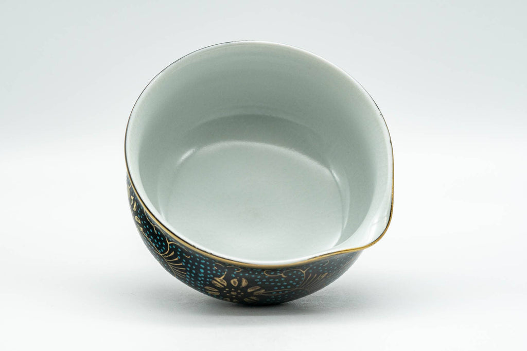 Japanese Katakuchi - 九谷焼 Floral Aochibu Kutani-yaki Porcelain Water Cooler - 110ml
