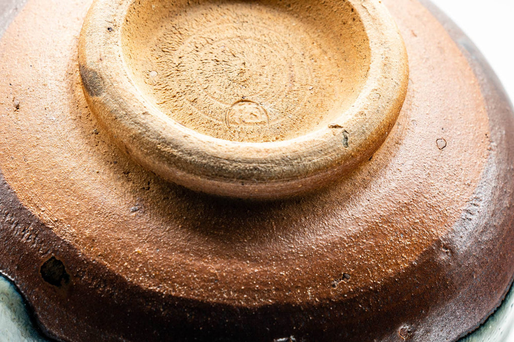 Japanese Matcha Bowl - Green Hare's Fur Drip-Glazed Hantsutsu-gata Chawan - 400ml