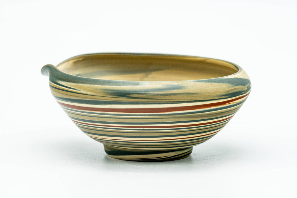 Japanese Tea Set - Marbled Nerikomi Tokoname-yaki Katakuchi Water Cooler and 4 Yunomi Teacups