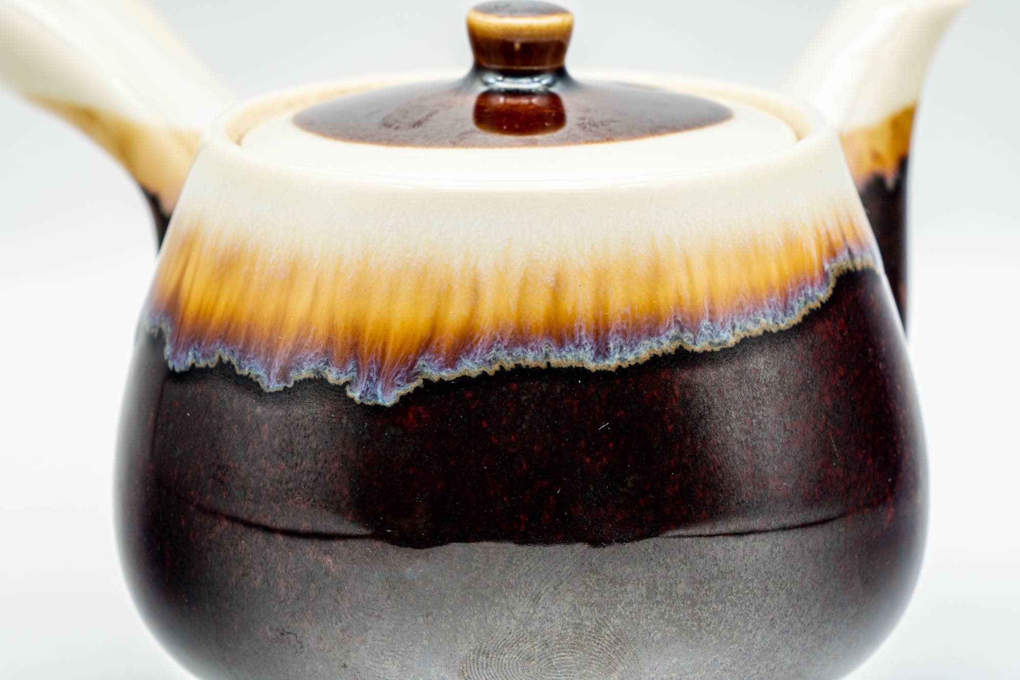 Japanese Kyusu - Brown Yellow Drip-Glazed Debeso Teapot - 275ml