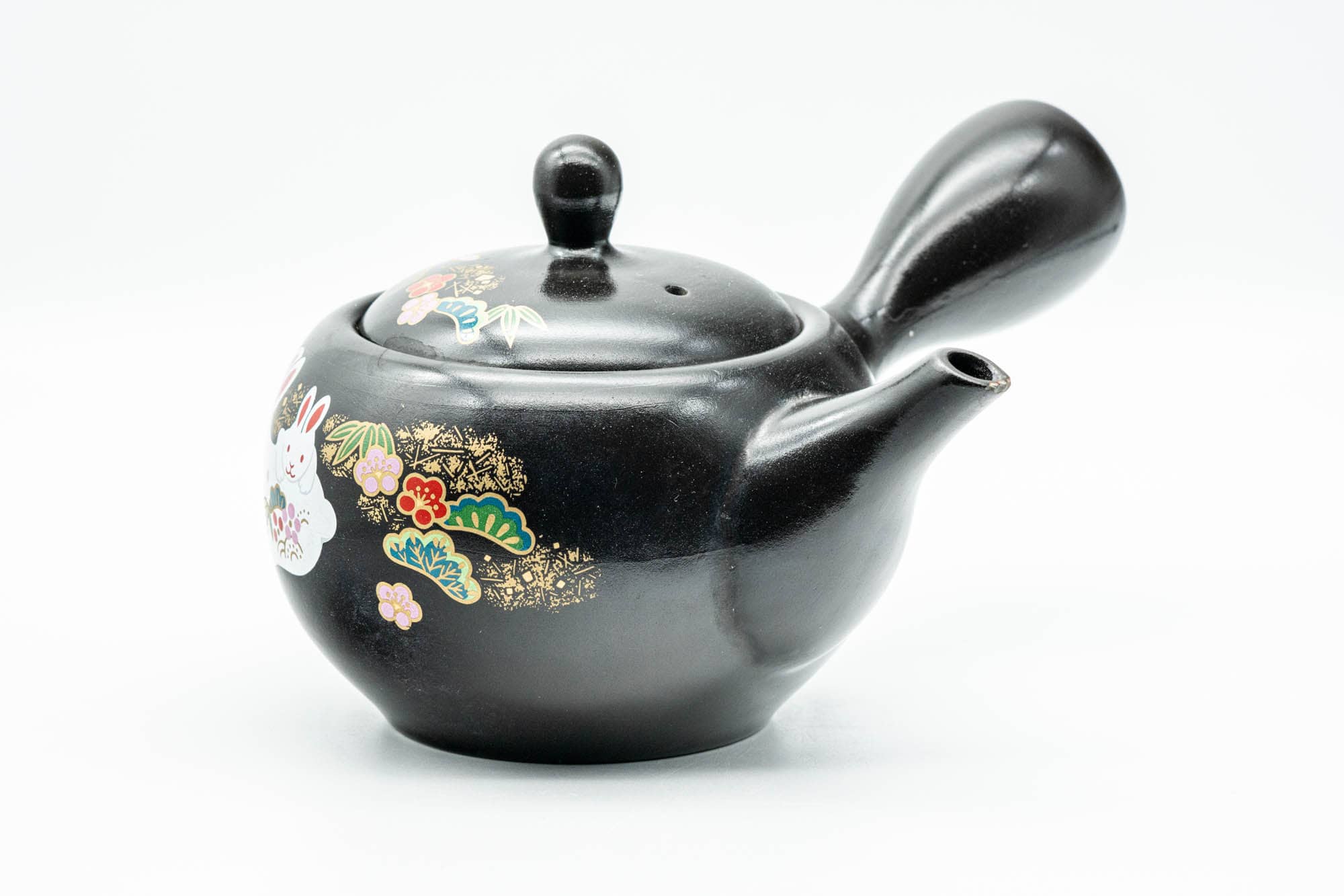 Japanese Kyusu - Bunny Rabbits and Flowers Kokudei Tokoname-yaki Teapot - 320ml