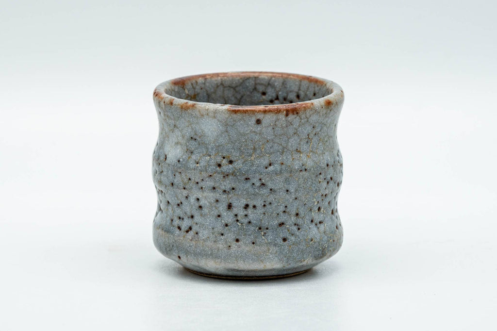 Japanese Teacup - Blue Shino Glazed Ribbed Guinomi - 50ml