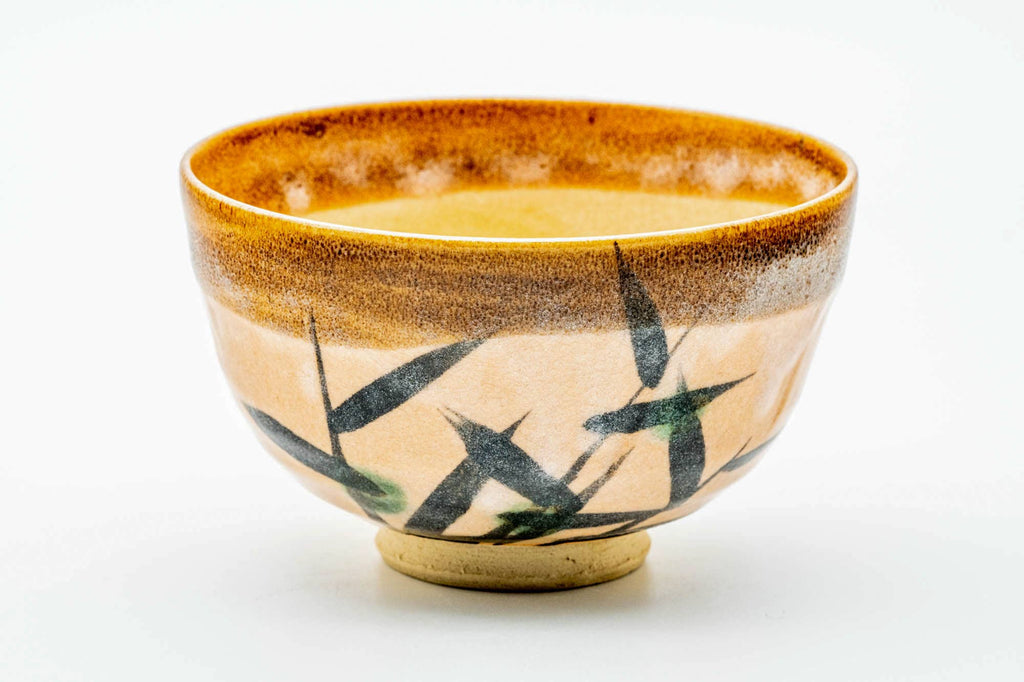 Japanese Matcha Bowl - Long Grass Peach Glazed Karatsu-yaki Chawan - 300ml