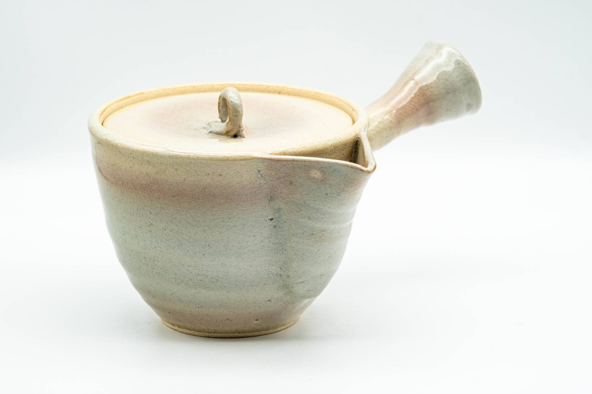 Japanese Tea Set - 玉祖窯 Tamaso Kiln - Beige Gohonte Hagi-yaki Kyusu Teapot with 6 Yunomi Teacups in Wooden Box