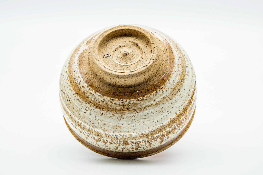 Japanese Matcha Bowl - Brown Milky White Glazed Chawan - 350ml
